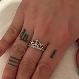 Silver Crown Ring w/ Opal